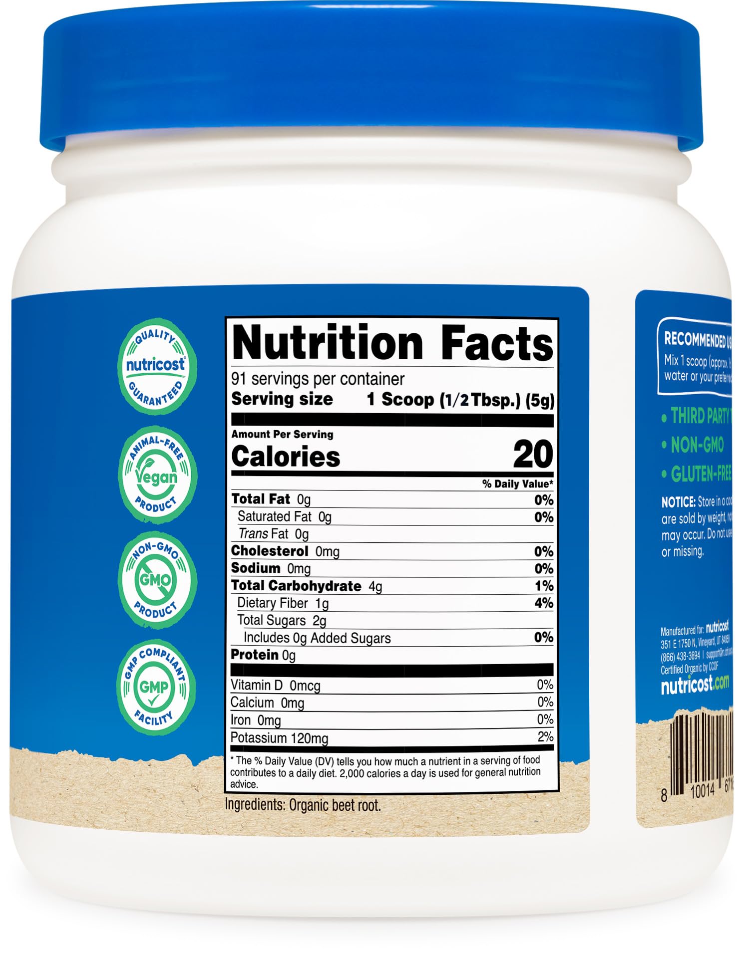 Foto 5 | Suplemento Nutricost En Polvo De Raíz De Remolacha Orgánica 454 G - Venta Internacional.
