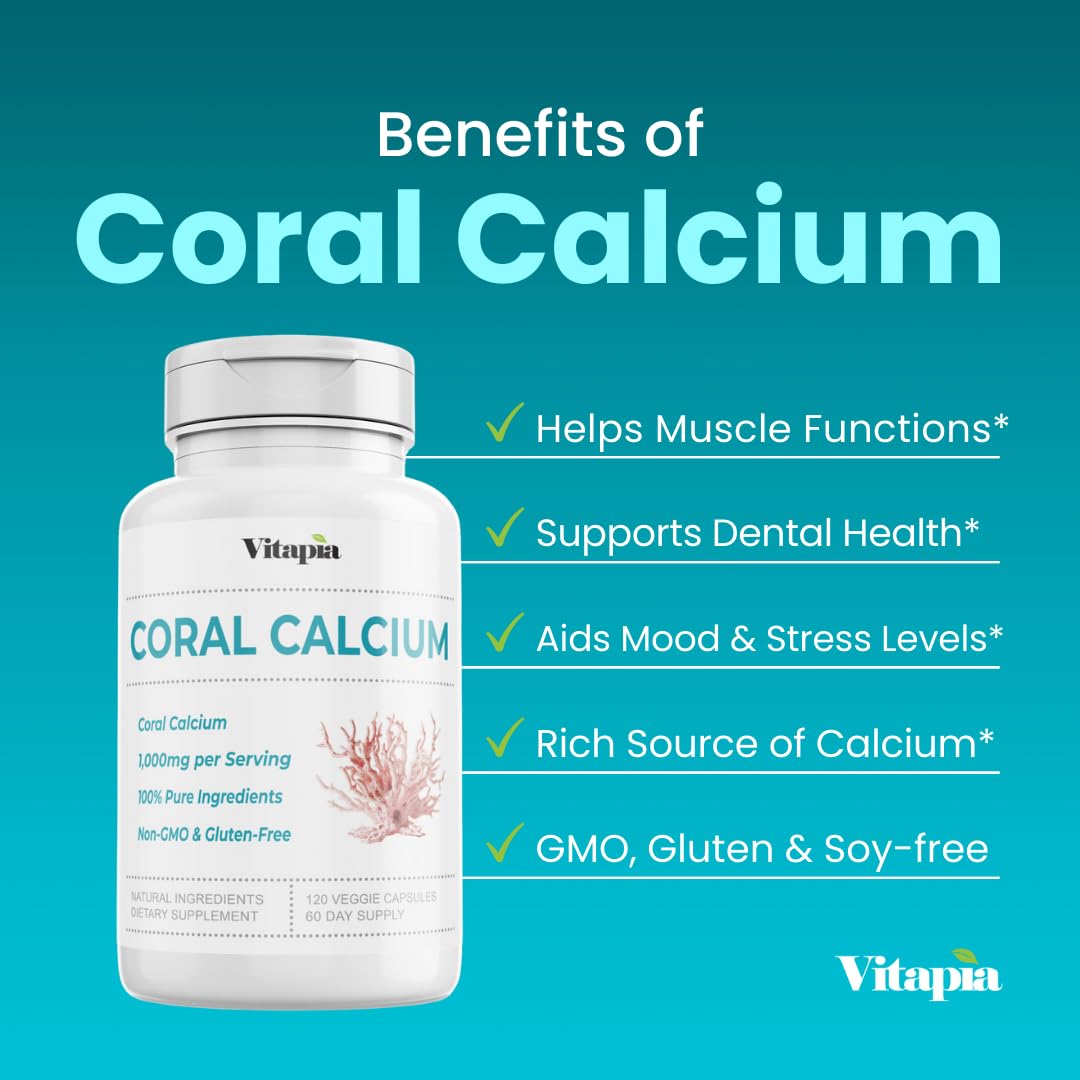 Foto 4 pulgar | Suplemento Vitapia Coral Calcium En Polvo 1000 Mg 120 Cápsulas - Venta Internacional.