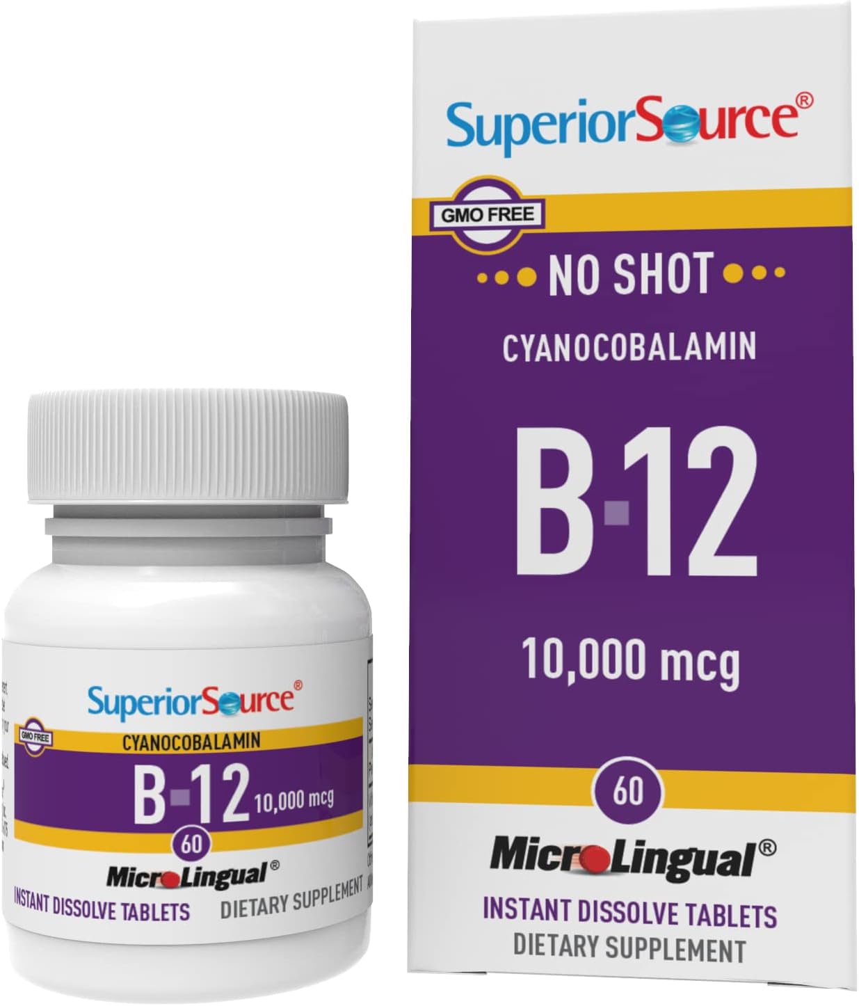 Foto 2 pulgar | Suplemento De Vitamina B12 Superior Source, 10 000 Mcg, 60 Comprimidos - Venta Internacional.