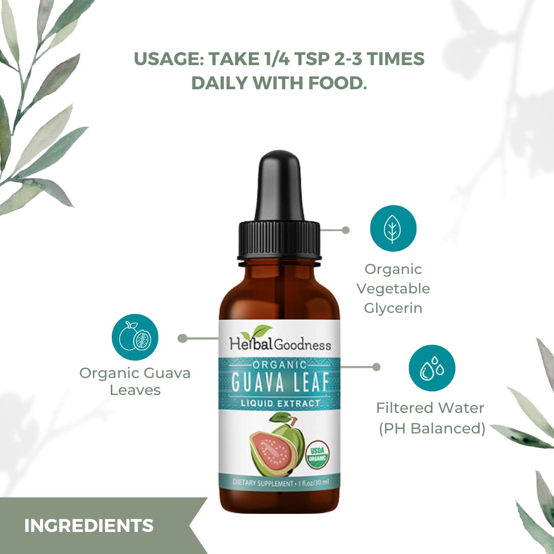 Foto 6 | Suplemento A Base De Hierbas, Extracto De Hoja De Guayaba, Papaya, 30 Ml, Orgánico - Venta Internacional.
