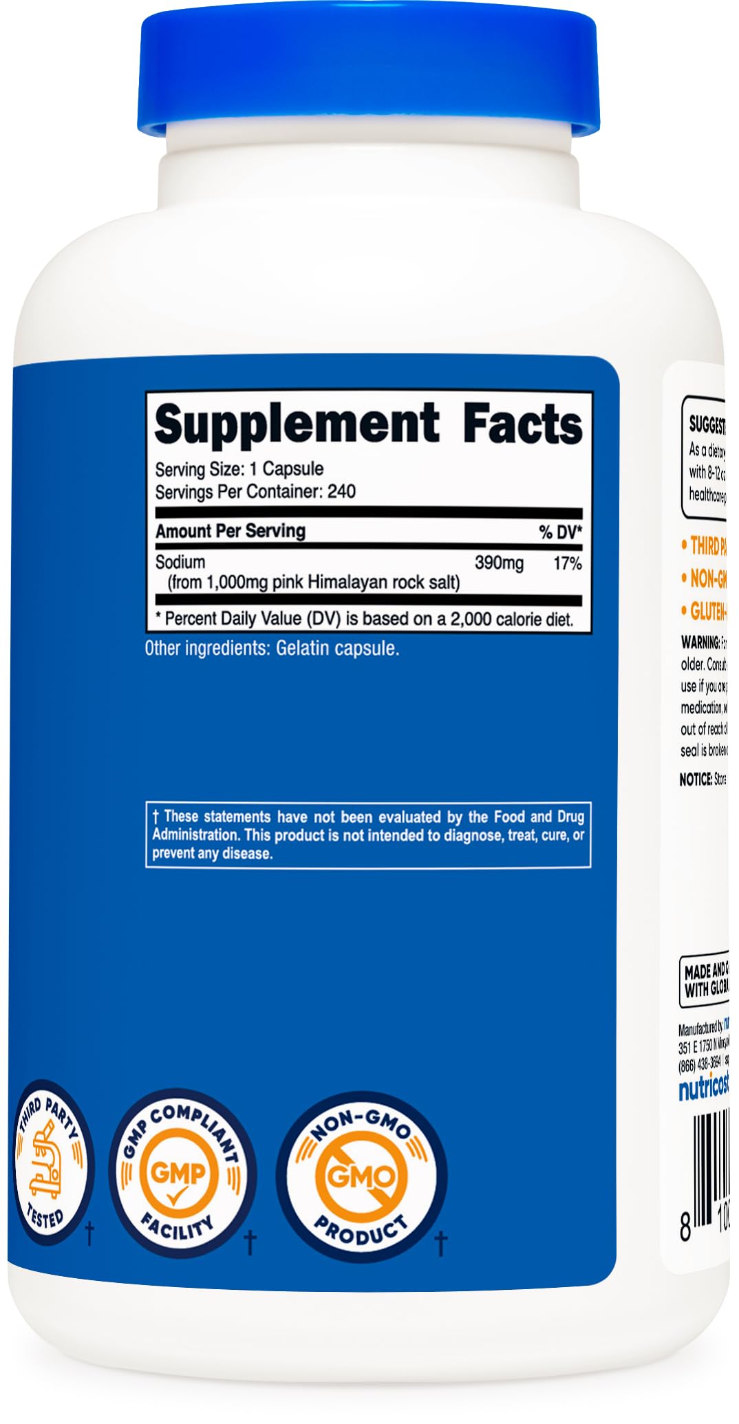 Foto 6 pulgar | Suplemento Nutricost Sal Rosa Del Himalaya 1000 Mg 240 Cápsulas - Venta Internacional.