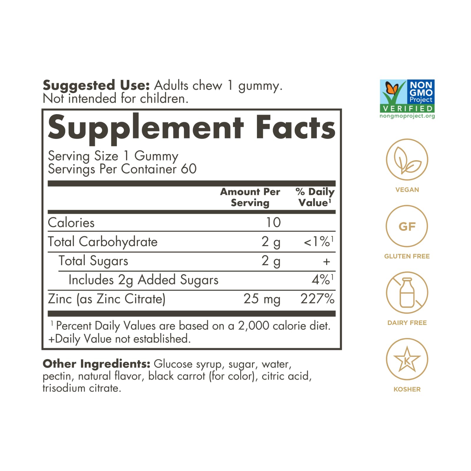 Foto 3 pulgar | Suplemento De Gomitas De Zinc Solgar, Vitamina Para Adultos, 25 Mg, 60 Porciones - Venta Internacional.