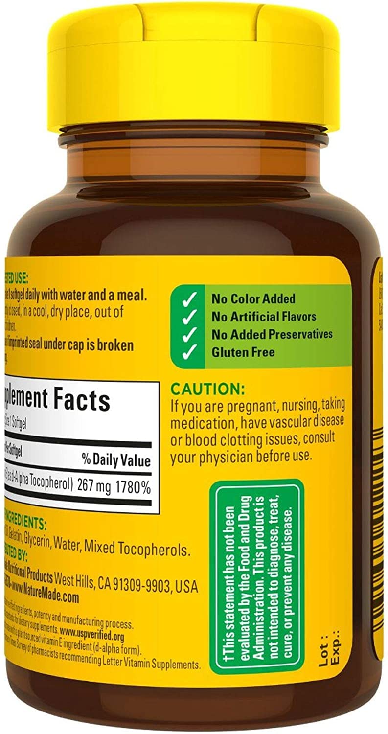 Foto 4 | Suplemento Nature Made De Vitamina E, 400 Ui, Cápsulas Blandas, 100 X 2 - Venta Internacional.