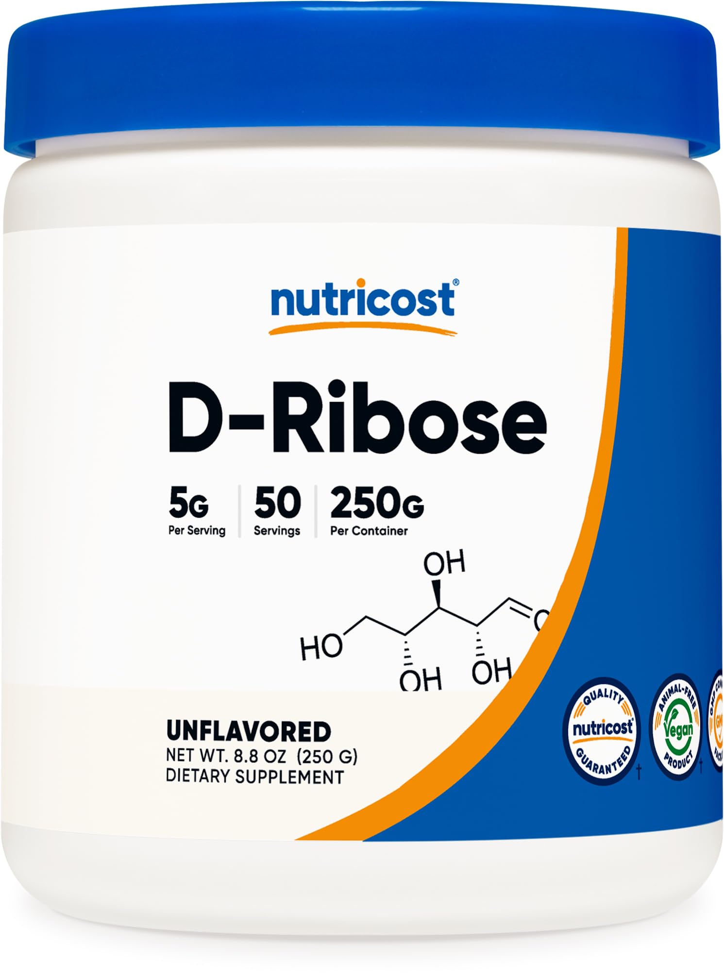 Foto 2 pulgar | Suplemento Nutricost D-ribosa En Polvo, 250 G, 100% Puro - Venta Internacional.