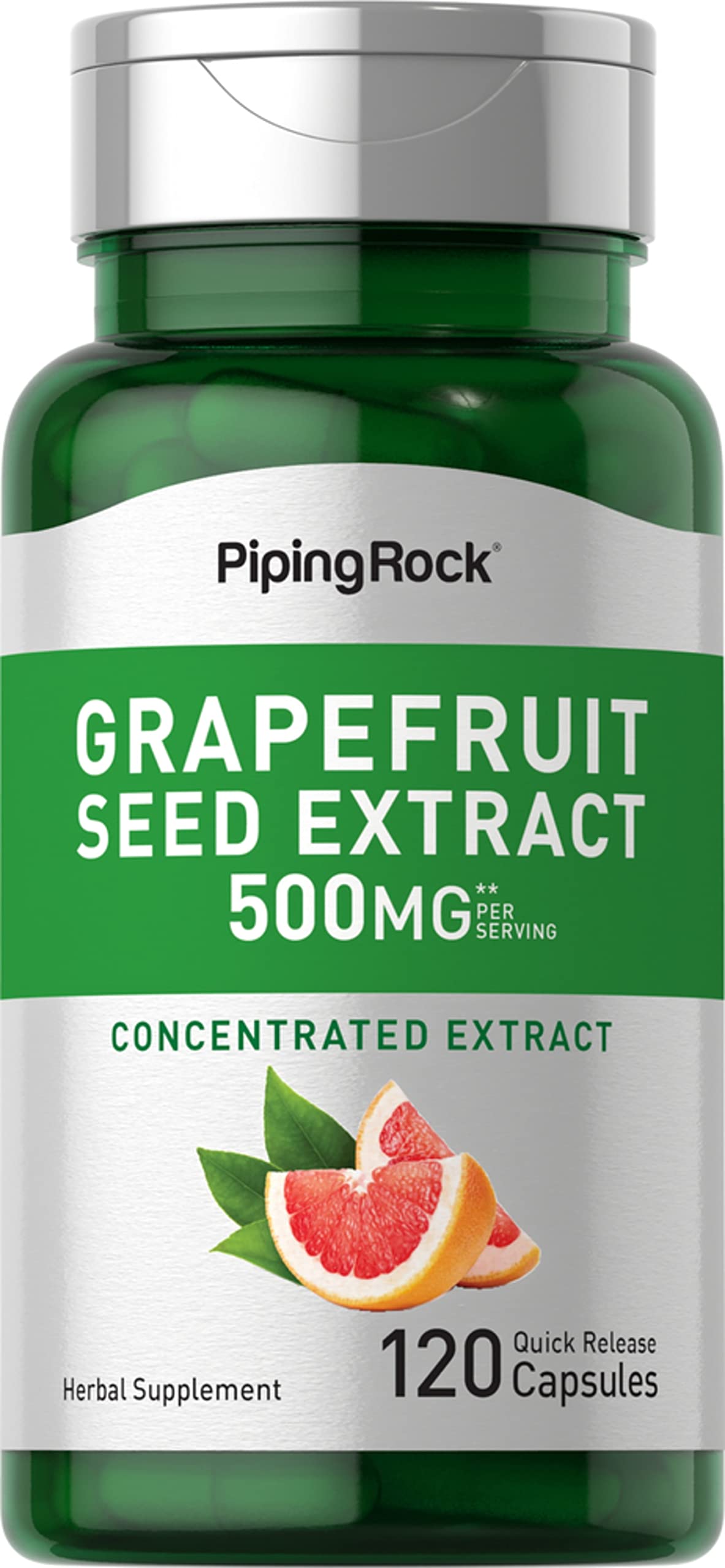 Suplemento De Extracto De Semilla De Pomelo Piping Rock, 500 Mg, 120 Cápsulas - Venta Internacional.