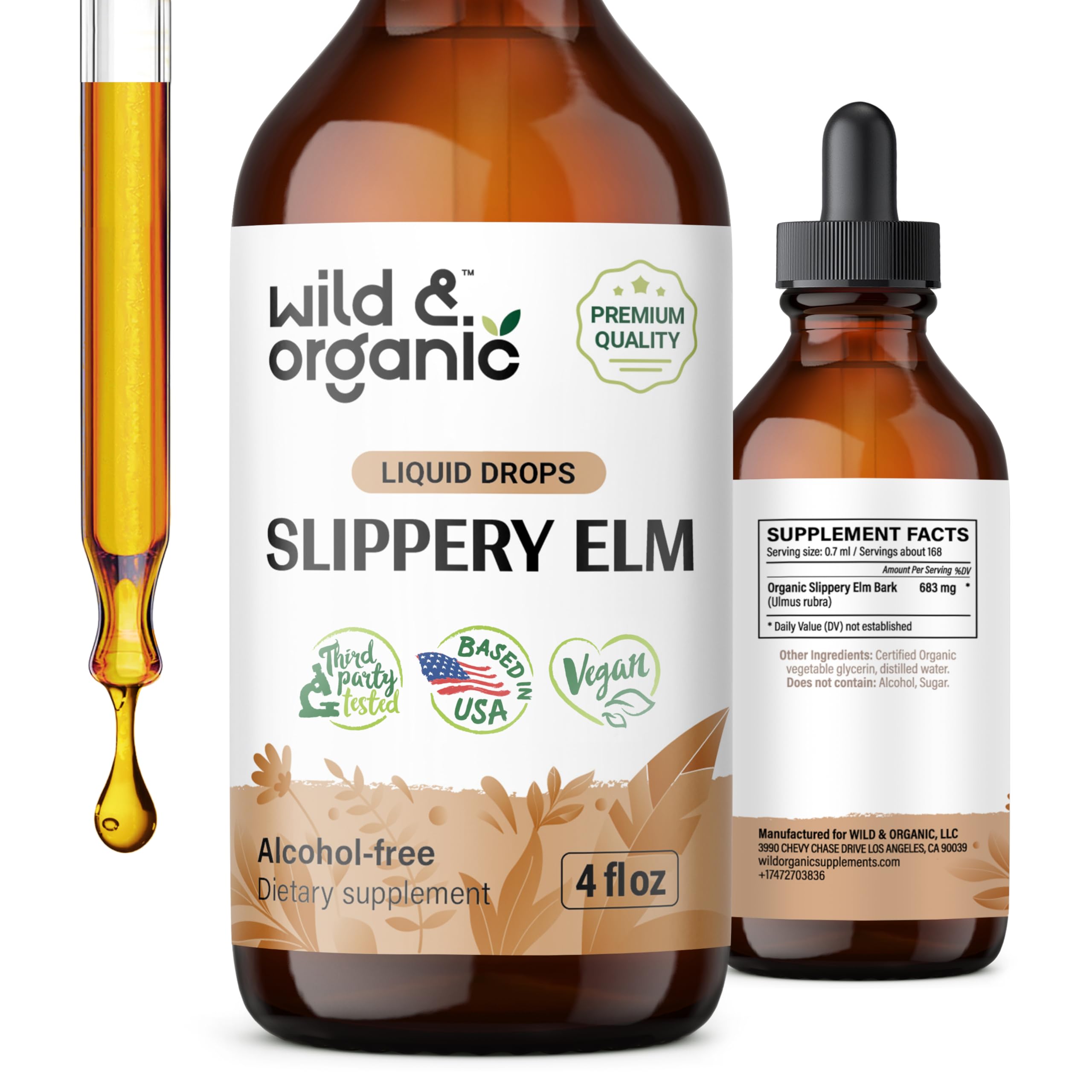 Foto 2 pulgar | Suplemento Líquido Wild & Organic Slippery Elm De 120 Ml - Venta Internacional.