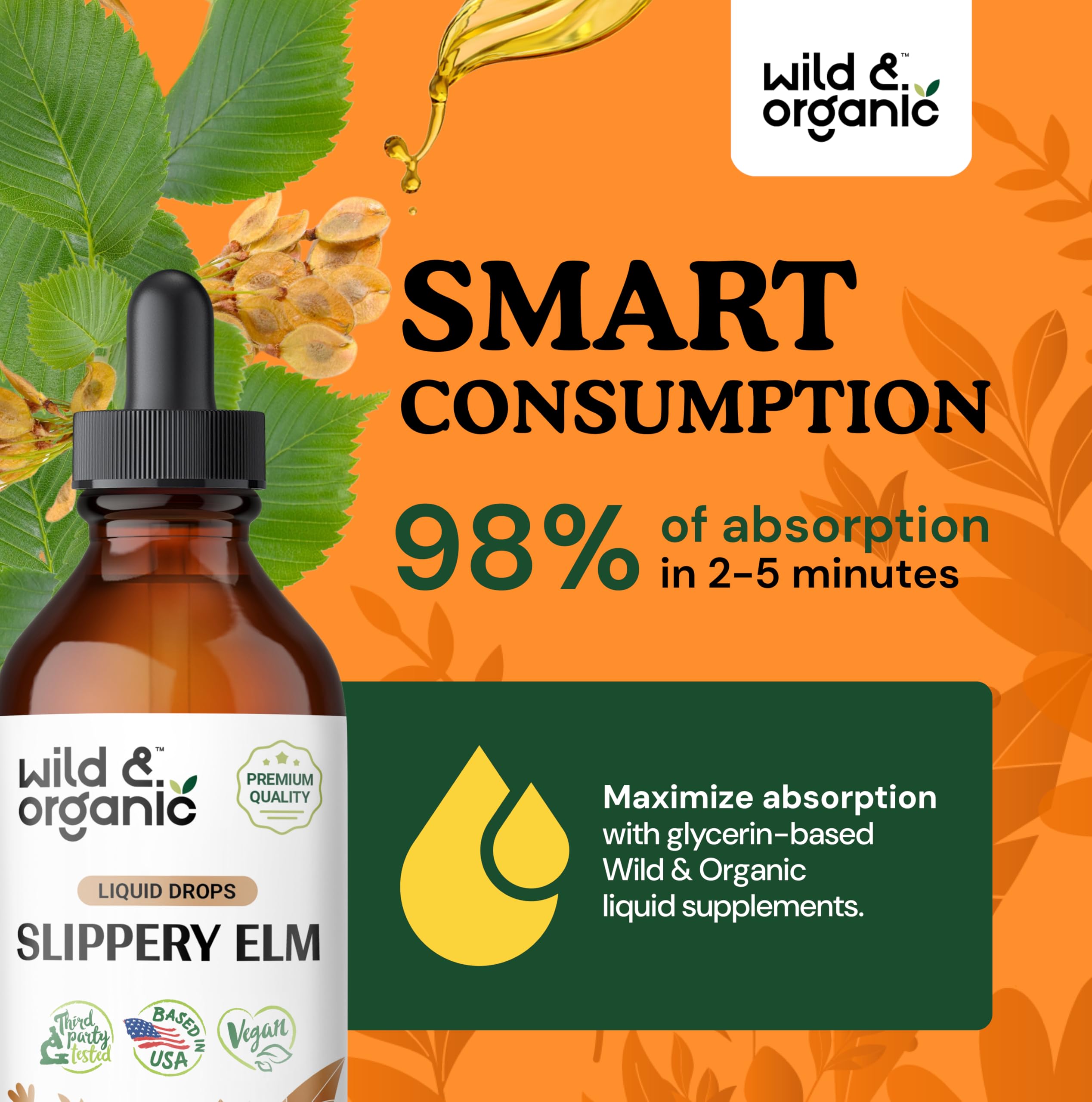 Foto 5 pulgar | Suplemento Líquido Wild & Organic Slippery Elm De 120 Ml - Venta Internacional.