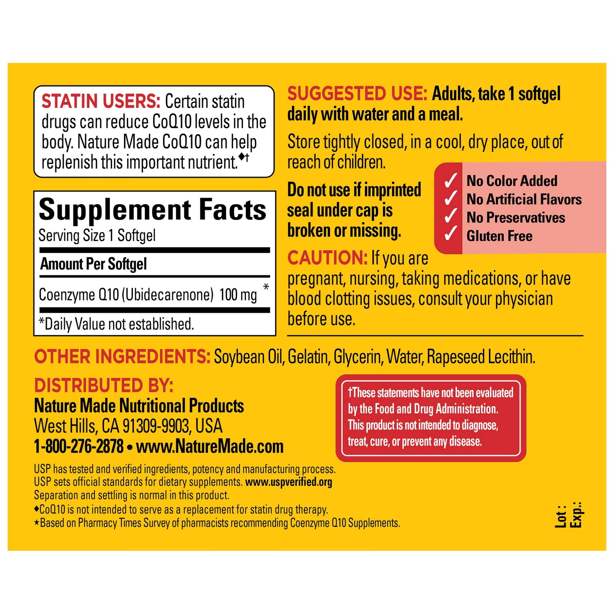 Foto 3 pulgar | Suplemento Nature Made Coq10, Cápsulas Blandas De 100 Mg, 72 Unidades - Venta Internacional.