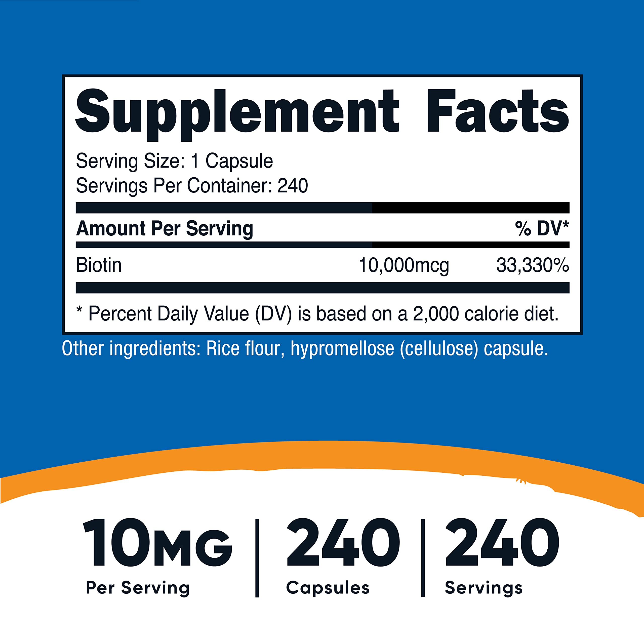 Foto 3 pulgar | Suplemento Nutricost De Biotina (vitamina B7), 10,000 Mcg, 240 Cápsulas - Venta Internacional.