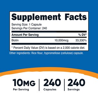 Foto 2 | Suplemento Nutricost De Biotina (vitamina B7), 10,000 Mcg, 240 Cápsulas - Venta Internacional.
