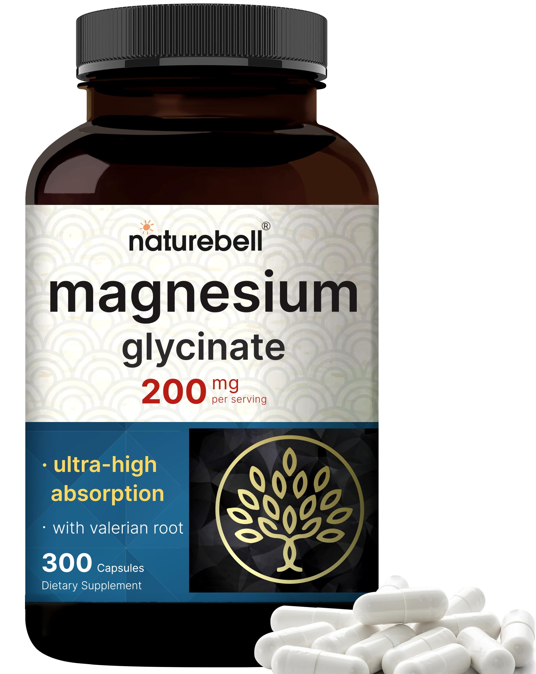 Foto 2 pulgar | Suplemento De Glicinato De Magnesio Naturebell 200 Mg 300 Cápsulas - Venta Internacional.