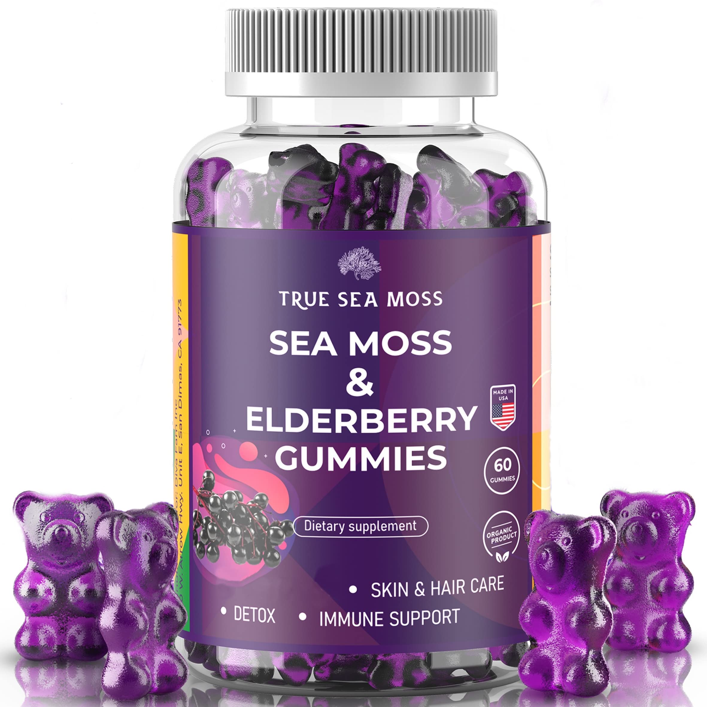 Foto 2 pulgar | Gomitas De Saúco Trueseamoss Sea Moss Supplement, 60 Unidades - Venta Internacional.