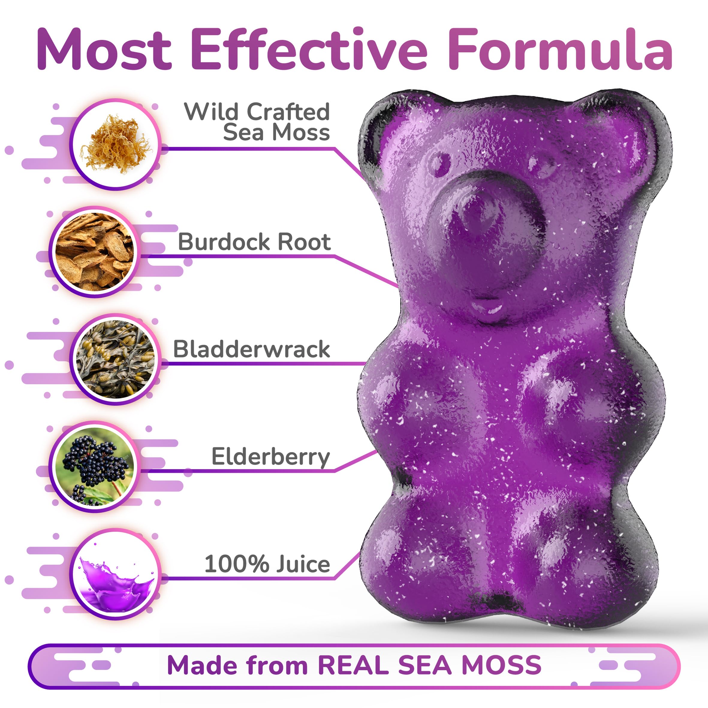Foto 3 pulgar | Gomitas De Saúco Trueseamoss Sea Moss Supplement, 60 Unidades - Venta Internacional.