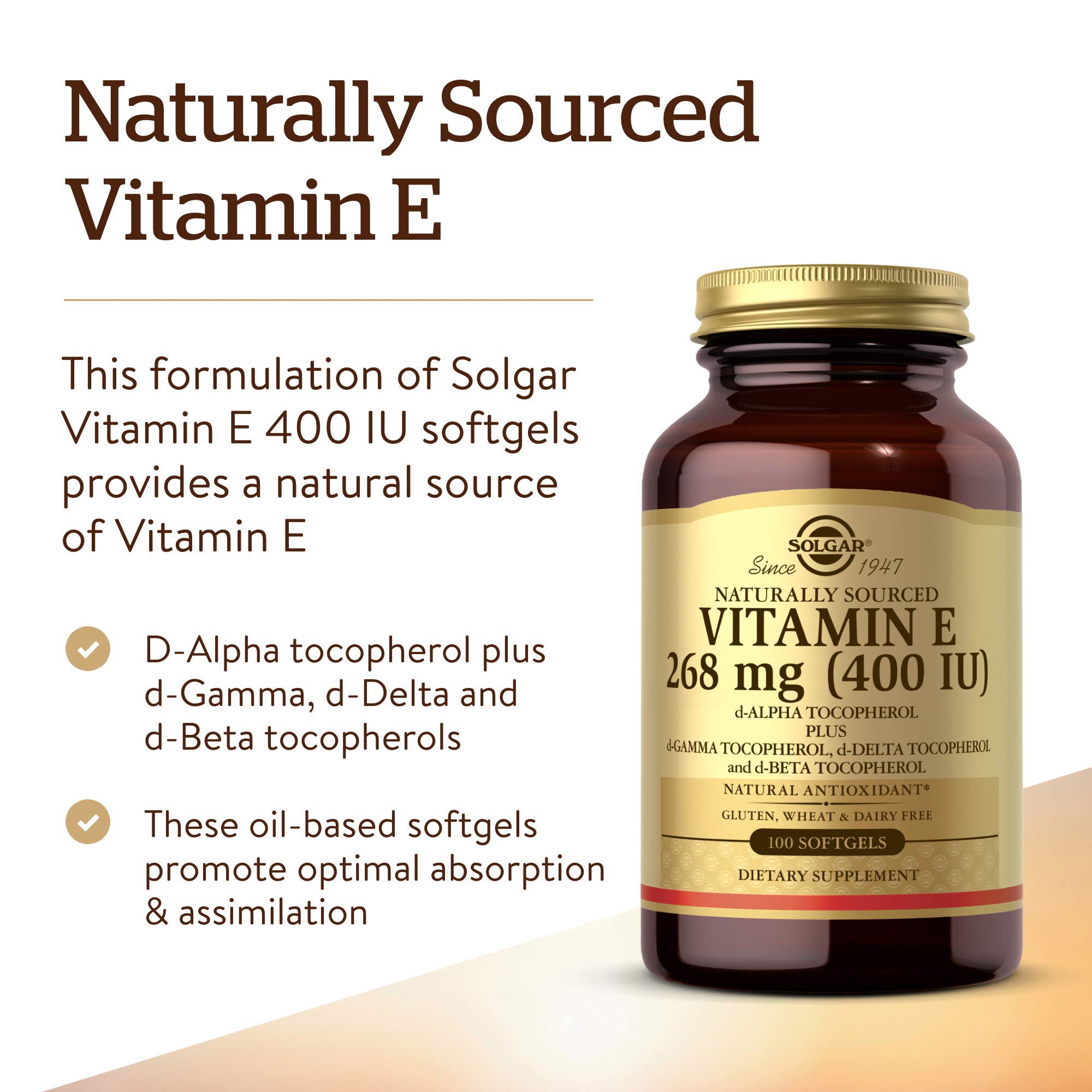 Foto 3 | Suplemento Solgar De Vitamina E 268 Mg (400 Ui) 100 Cápsulas Blandas - Venta Internacional.