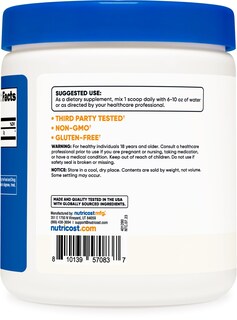 Foto 4 | Suplemento Nutricost De Taurina En Polvo 250 G - 125 Porciones - Venta Internacional.