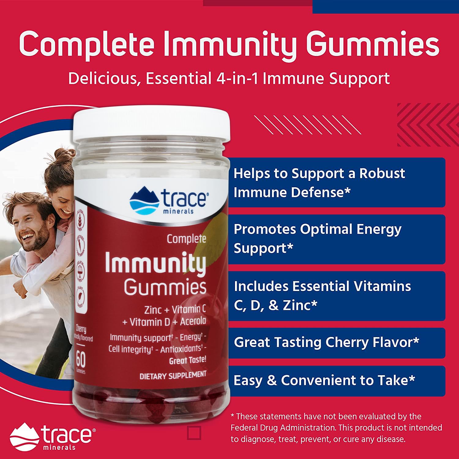 Foto 4 | Gomitas Trace Minerals Immunity Con Zinc, Vitamina C, D, 60 G - Venta Internacional.
