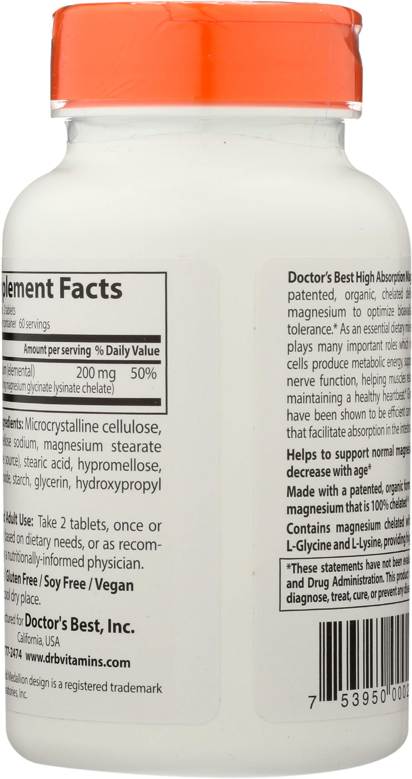 Foto 3 pulgar | Suplemento Doctor's Best Magnesio 100 Mg 120 Comprimidos - Venta Internacional.