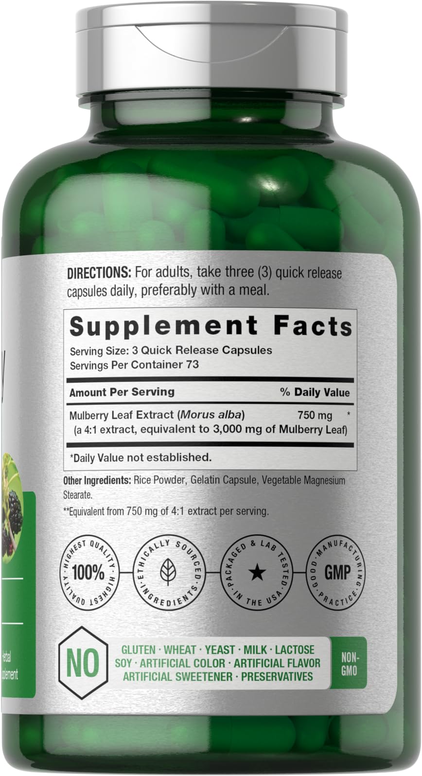 Foto 3 pulgar | Suplemento De Extracto De Hoja De Morera Horbäach 3000 Mg 220 Cápsulas - Venta Internacional.