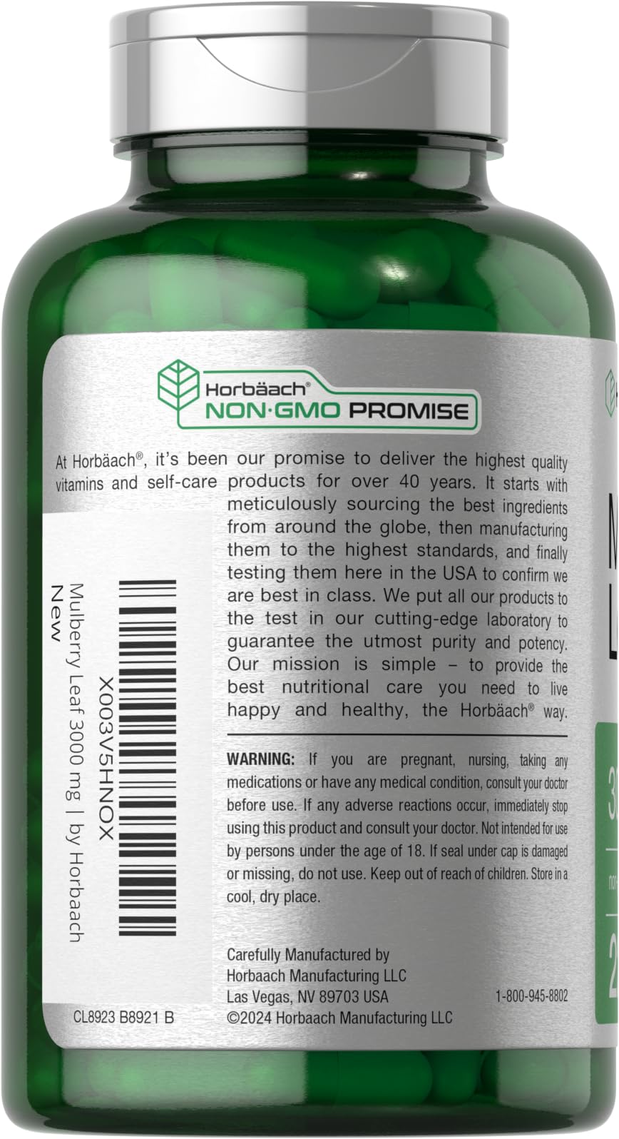 Foto 4 pulgar | Suplemento De Extracto De Hoja De Morera Horbäach 3000 Mg 220 Cápsulas - Venta Internacional.