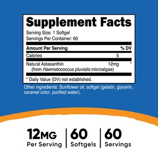 Foto 2 | Suplemento Nutricost De Astaxantina, 12 Mg, 60 Cápsulas Blandas, Sin Ogm - Venta Internacional.