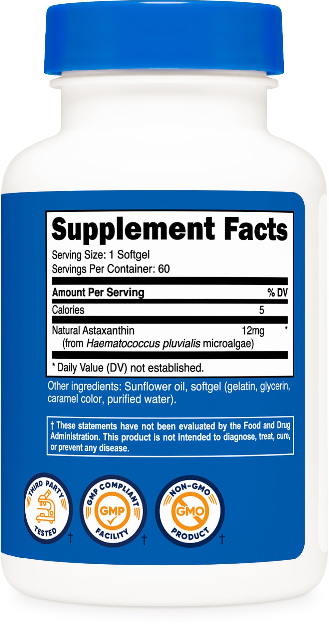 Foto 5 pulgar | Suplemento Nutricost De Astaxantina, 12 Mg, 60 Cápsulas Blandas, Sin Ogm - Venta Internacional.