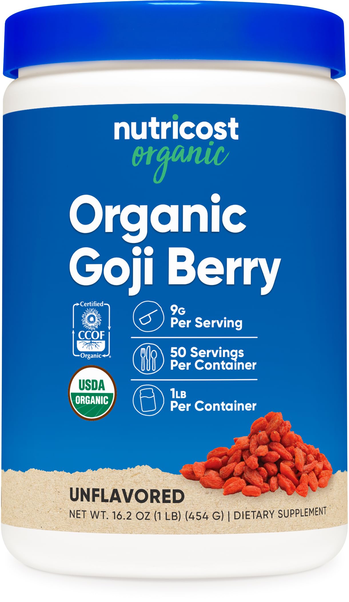 Foto 2 pulgar | Polvo De Bayas De Goji Nutricost Organic, 454 G, Usda, Sin Gluten - Venta Internacional.