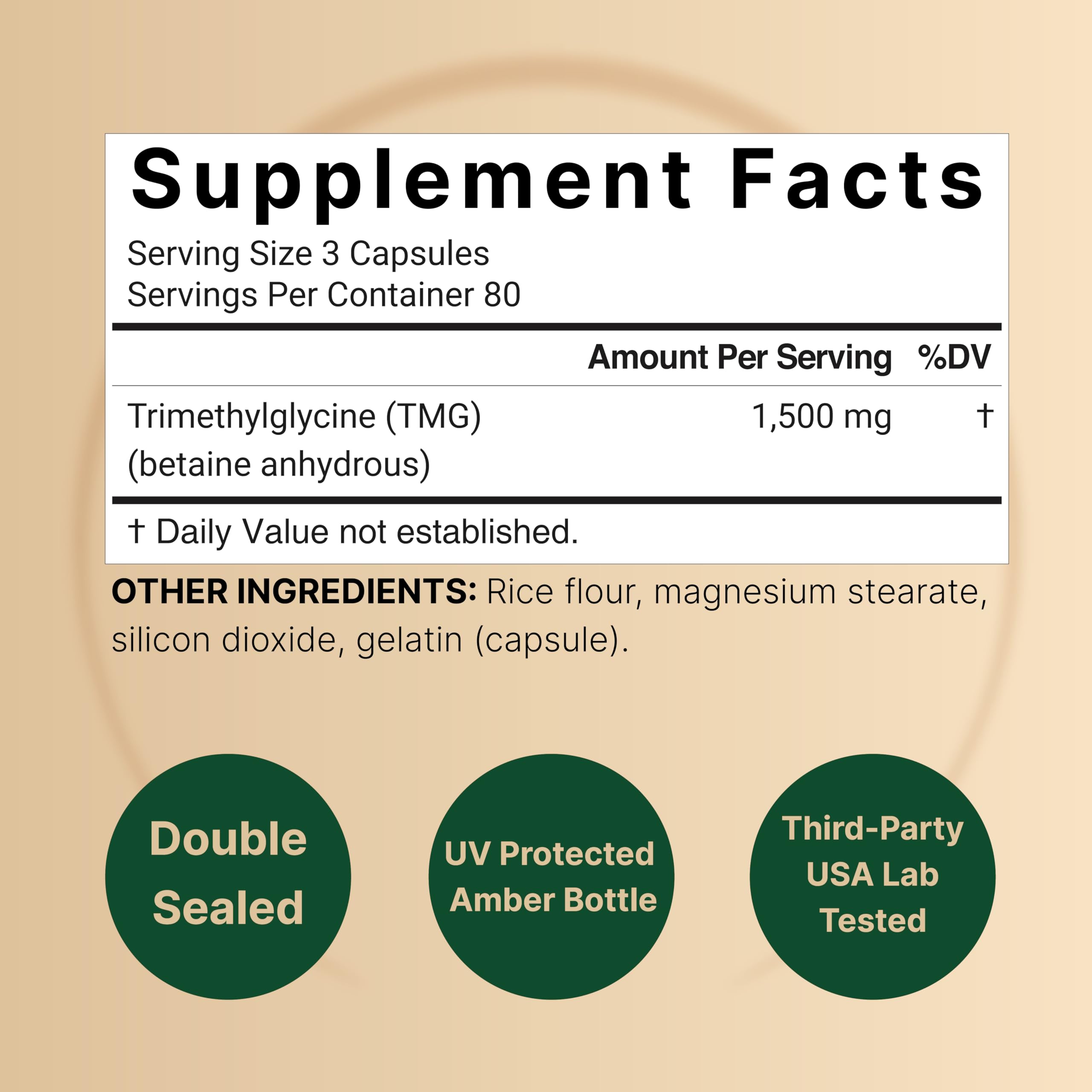 Foto 3 pulgar | Suplemento Naturebell Tmg 1500 Mg 240 Cápsulas De Betaína Anhidra - Venta Internacional.