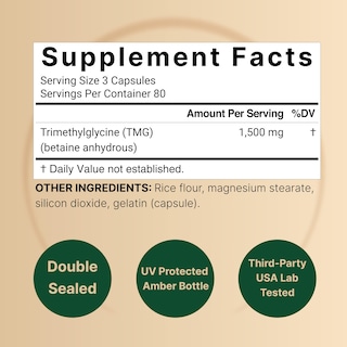 Foto 2 | Suplemento Naturebell Tmg 1500 Mg 240 Cápsulas De Betaína Anhidra - Venta Internacional.