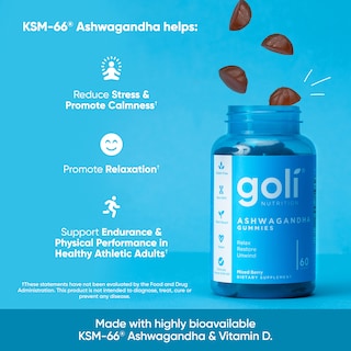 Foto 4 | Gummy Goli Ashwagandha Y Vitamina D, 60 Unidades, Mezcla De Bayas - Venta Internacional.