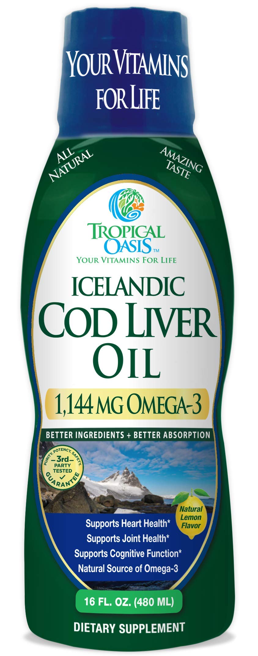 Foto 2 pulgar | Aceite De Hígado De Bacalao Tropical Oasis, Concentración Máxima De 1144 Mg De Omega-3 - Venta Internacional.