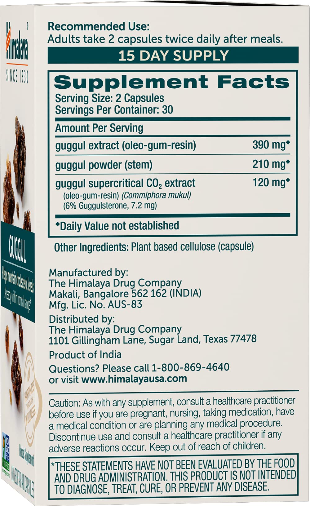 Foto 2 | Suplemento Himalaya Guggul Hdl Support 60 Cápsulas - Venta Internacional.