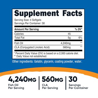 Foto 2 | Complemente El Aceite De Pescado Nutricost Con 120 Cápsulas Blandas De Cla - Venta Internacional.