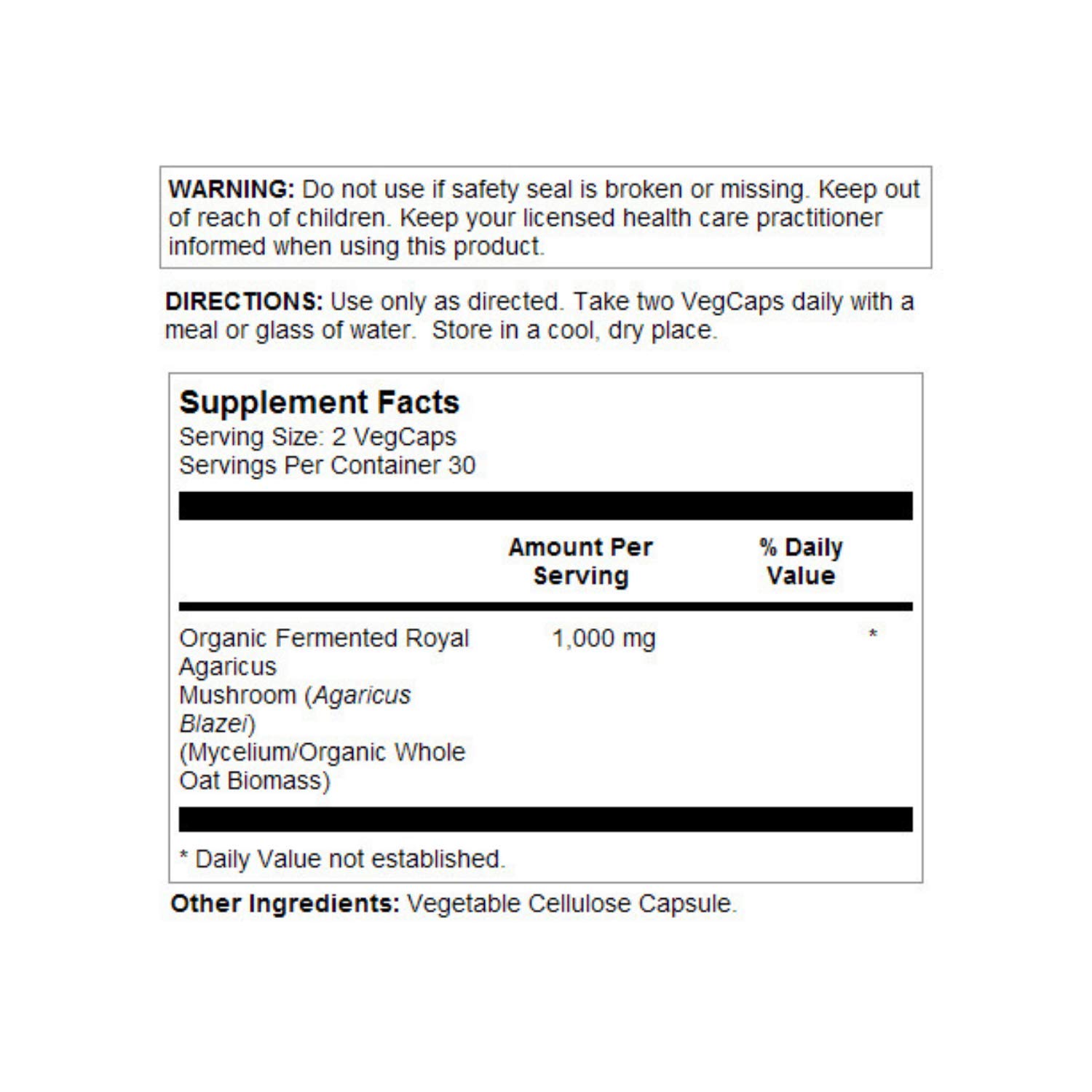 Foto 4 pulgar | Suplemento De Hongo Agaricus Real Fermentado Solaray, 500 Mg, 60 Cápsulas Vegetales - Venta Internacional.