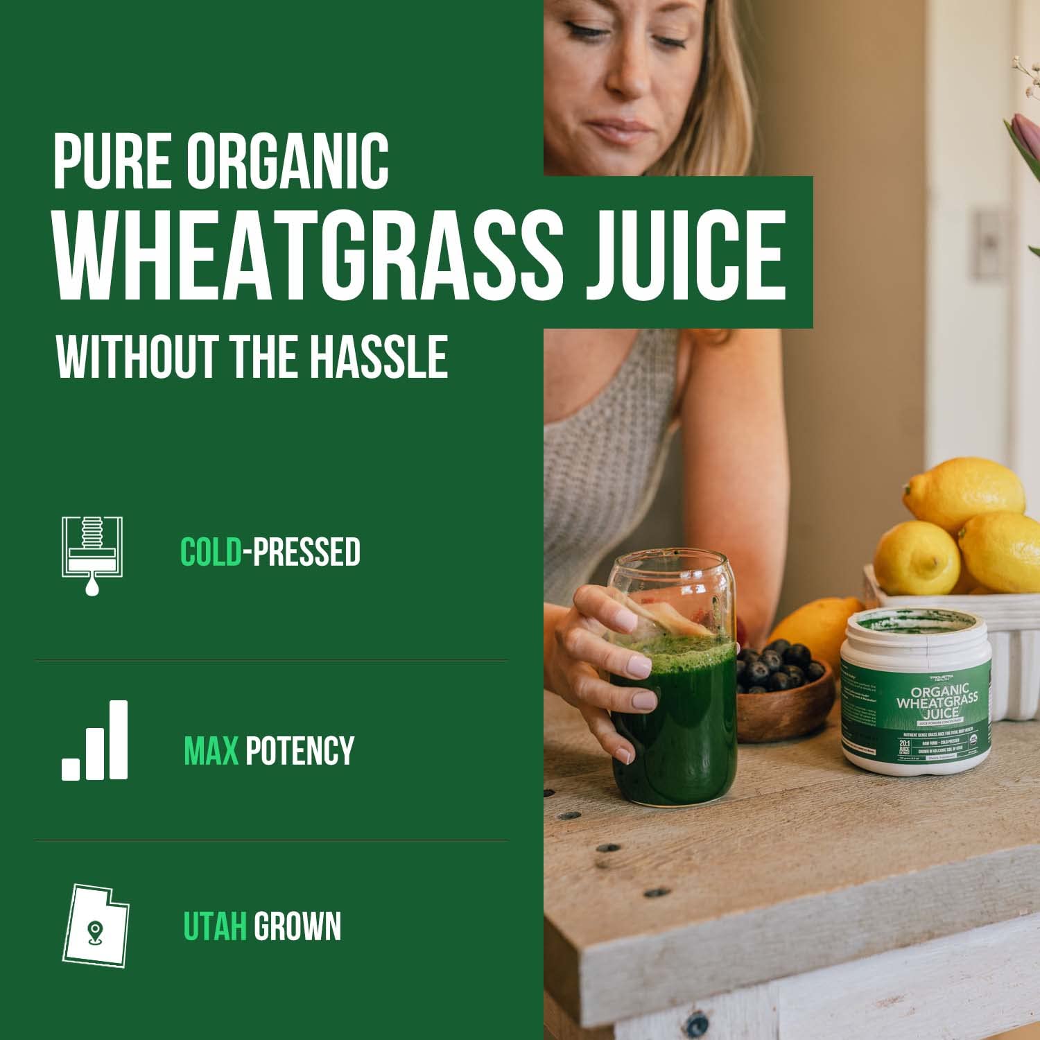 Foto 2 | Jugo De Pasto De Trigo En Polvo Triquetra Health Organic 150 Ml - Venta Internacional.