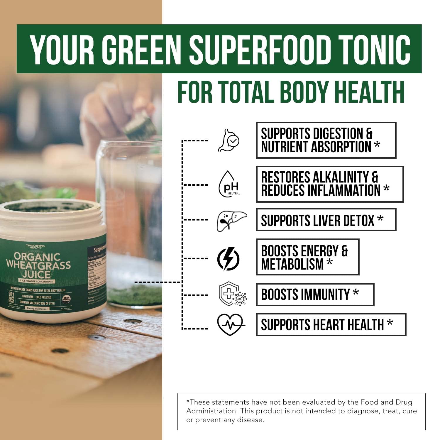 Foto 5 pulgar | Jugo De Pasto De Trigo En Polvo Triquetra Health Organic 150 Ml - Venta Internacional.