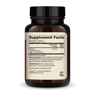 Foto 2 | Suplemento Dr. Mercola De Vitamina K2 180 Mcg Mk-7 90 Cápsulas - Venta Internacional.