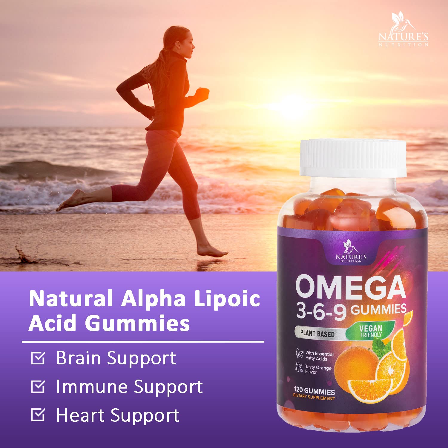 Foto 7 pulgar | Suplemento Nature's Nutrition Omega 3 6 9 Gomitas Veganas 120 - Venta Internacional.