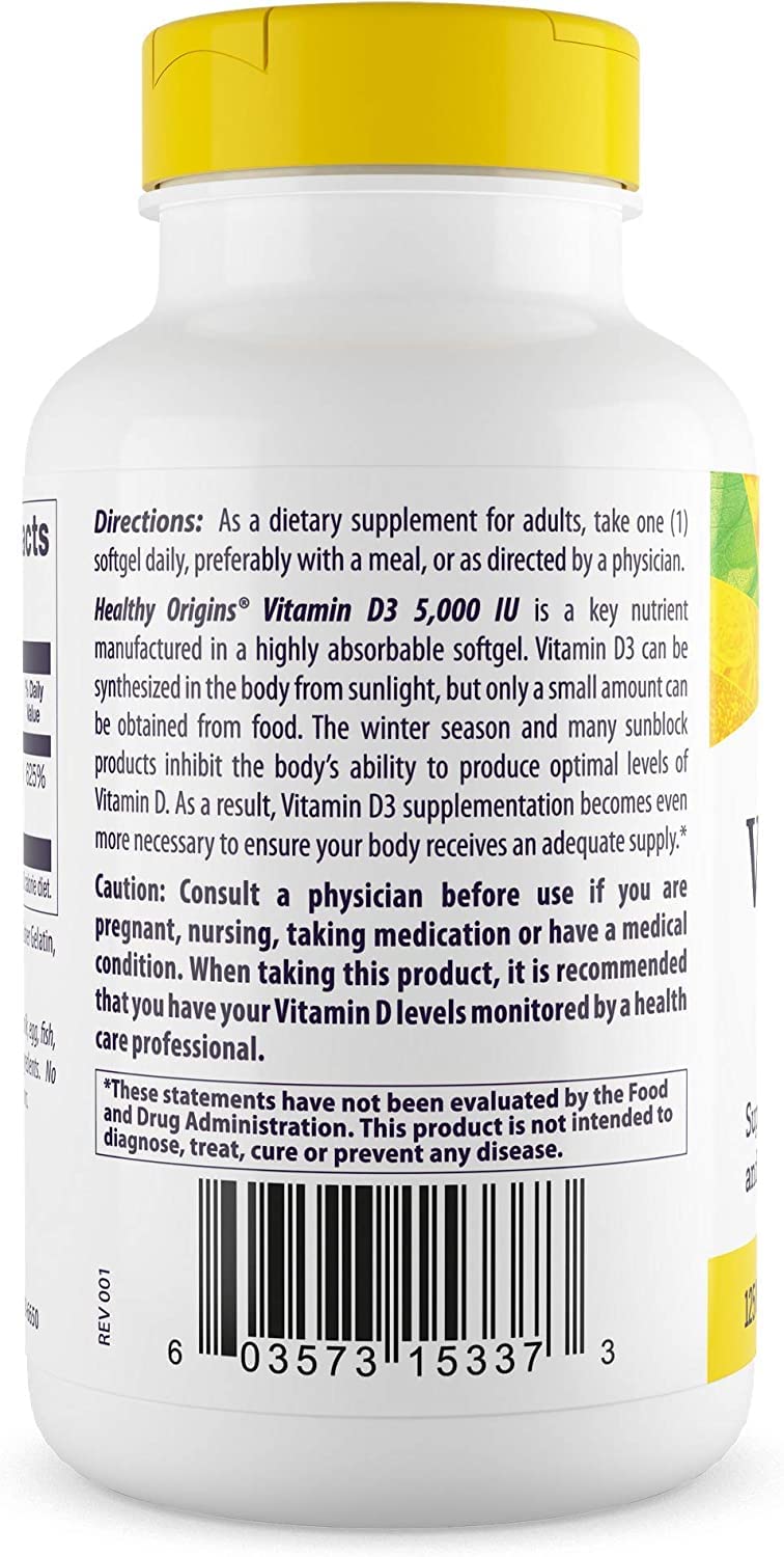Foto 4 pulgar | Suplemento De Vitamina D3 De Healthy Origins, 5000 Ui, 360 Cápsulas Blandas - Venta Internacional.