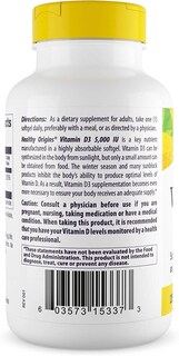 Foto 3 | Suplemento De Vitamina D3 De Healthy Origins, 5000 Ui, 360 Cápsulas Blandas - Venta Internacional.
