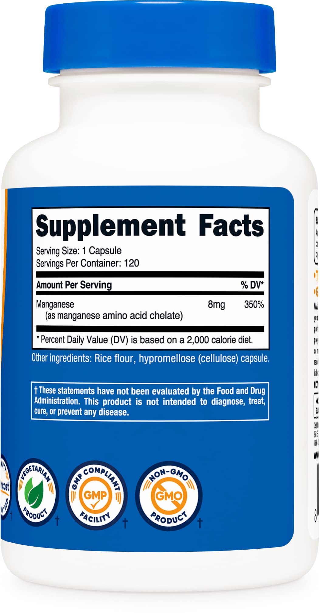 Foto 5 pulgar | Suplemento Nutricost Manganeso Quelado 8 Mg 120 Cápsulas - Venta Internacional.
