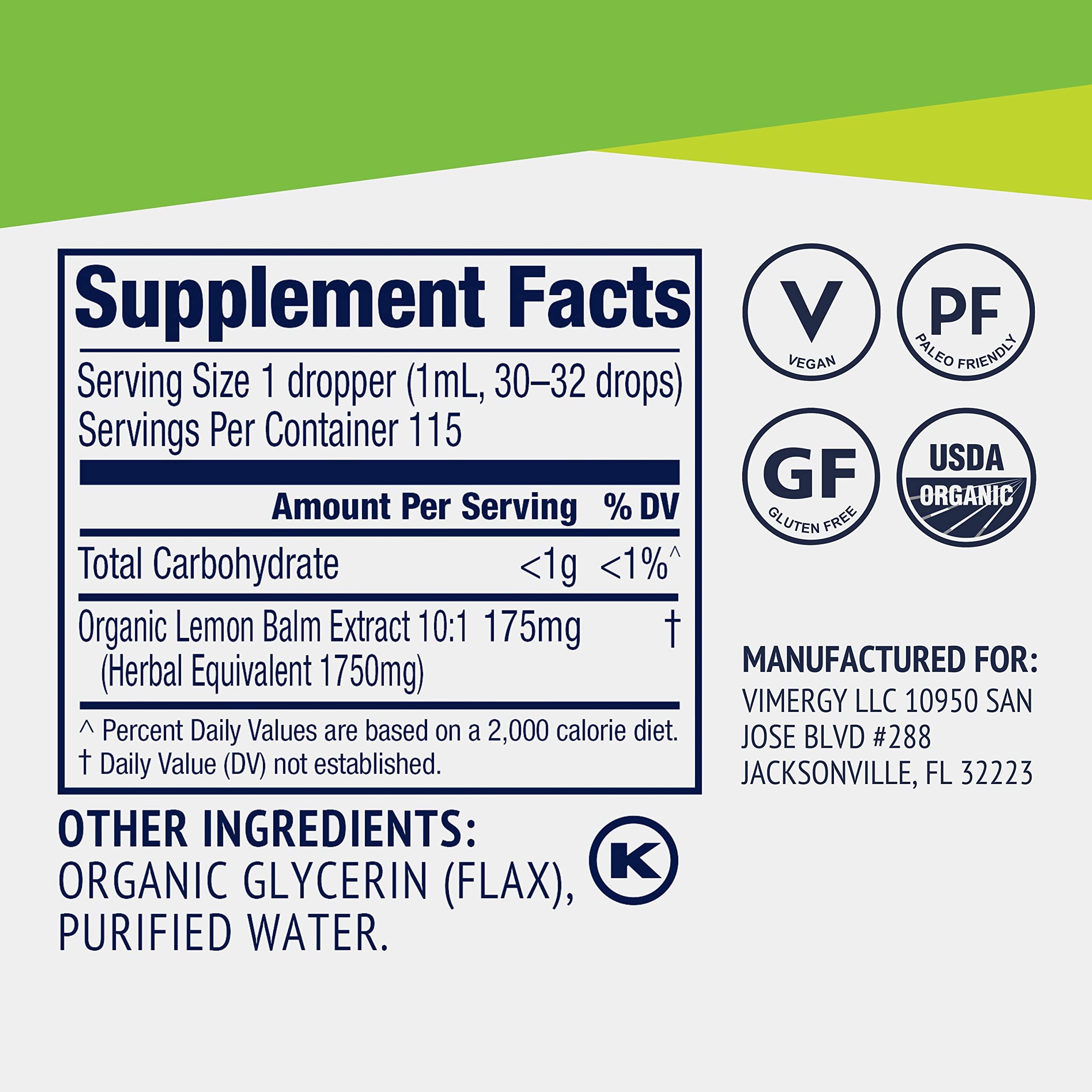 Foto 5 pulgar | Suplemento De Bálsamo De Limón Vimergy, 115 Ml, Orgánico, Sin Ogm, Del Usda - Venta Internacional.