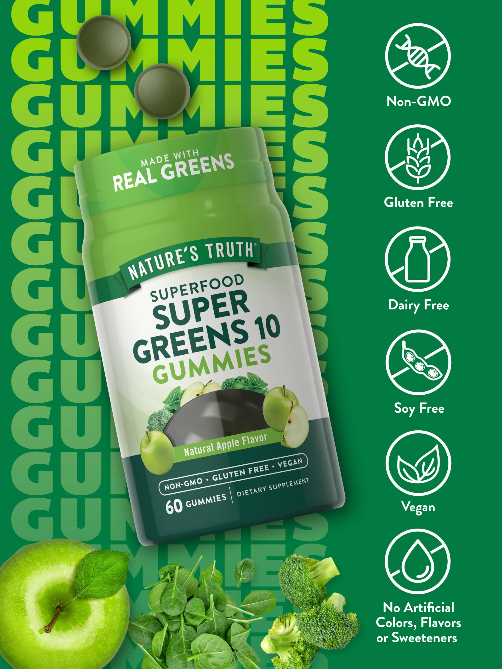 Foto 4 pulgar | Suplemento Nature's Truth Super Greens Gummies 60 Veganas - Venta Internacional.