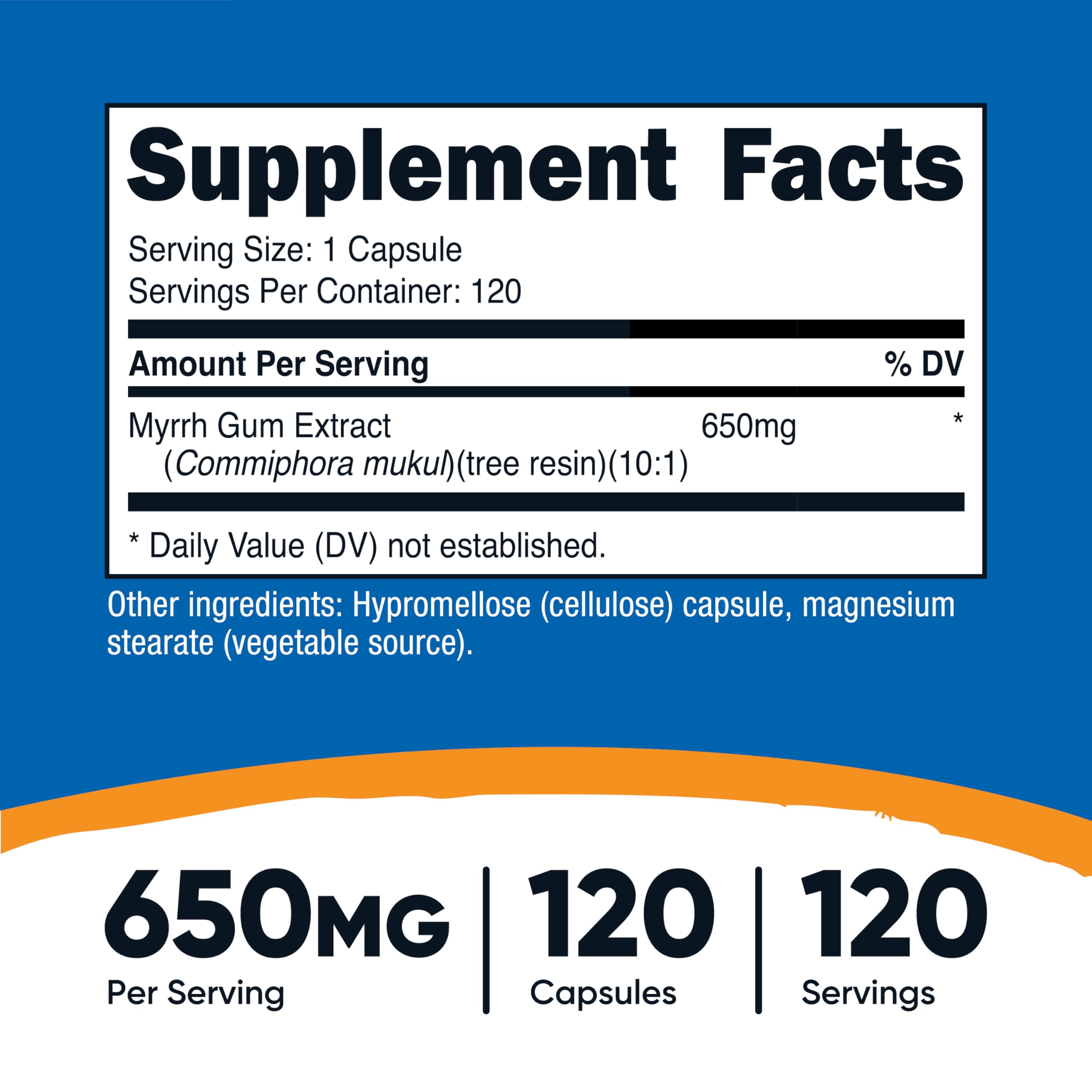 Foto 3 pulgar | Suplemento Nutricost, Cápsulas De Extracto De Mirra, 650 Mg, 120 Unidades - Venta Internacional.
