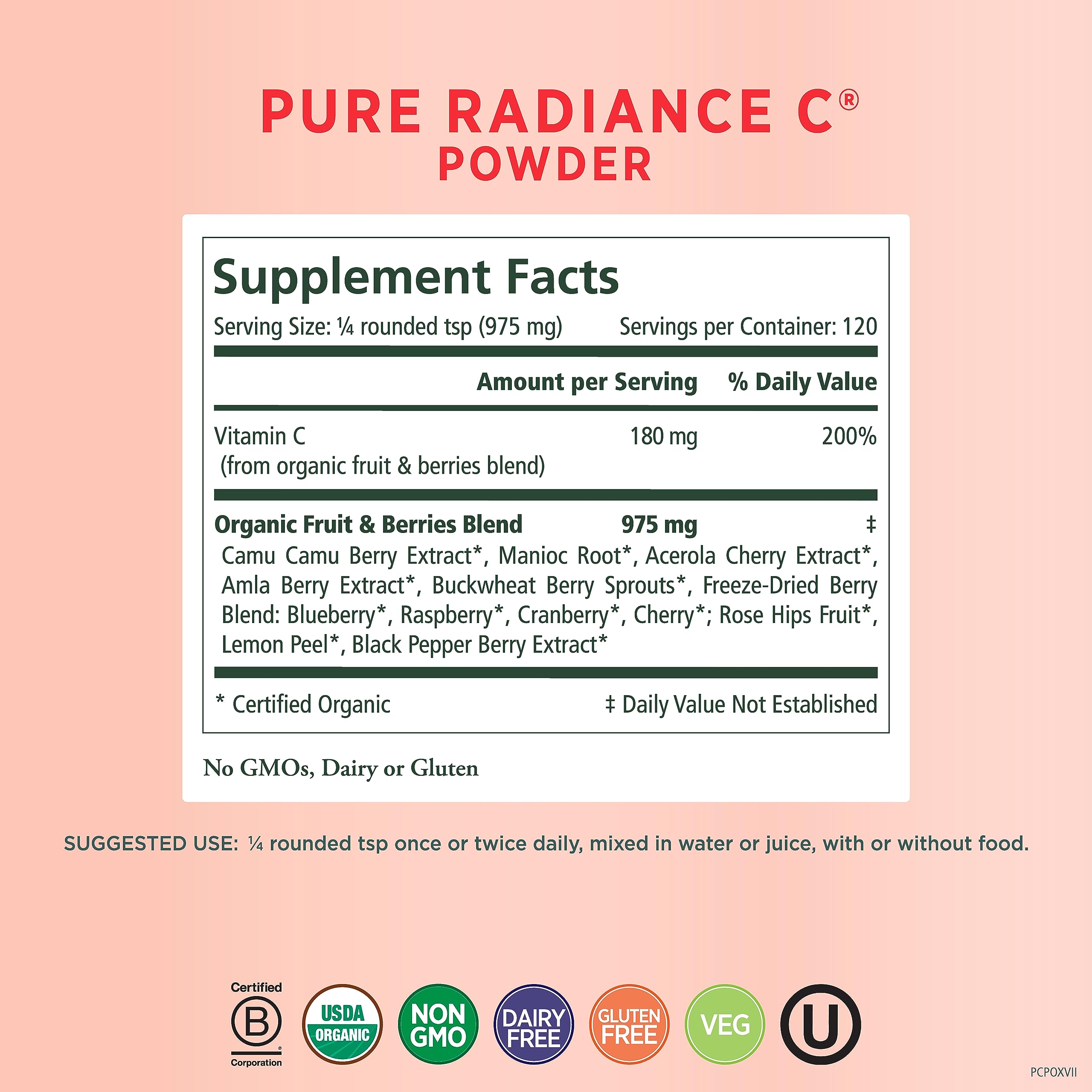 Foto 3 pulgar | Suplemento Pure Synergy Pure Radiance De Vitamina C En Polvo, 120 Ml - Venta Internacional.