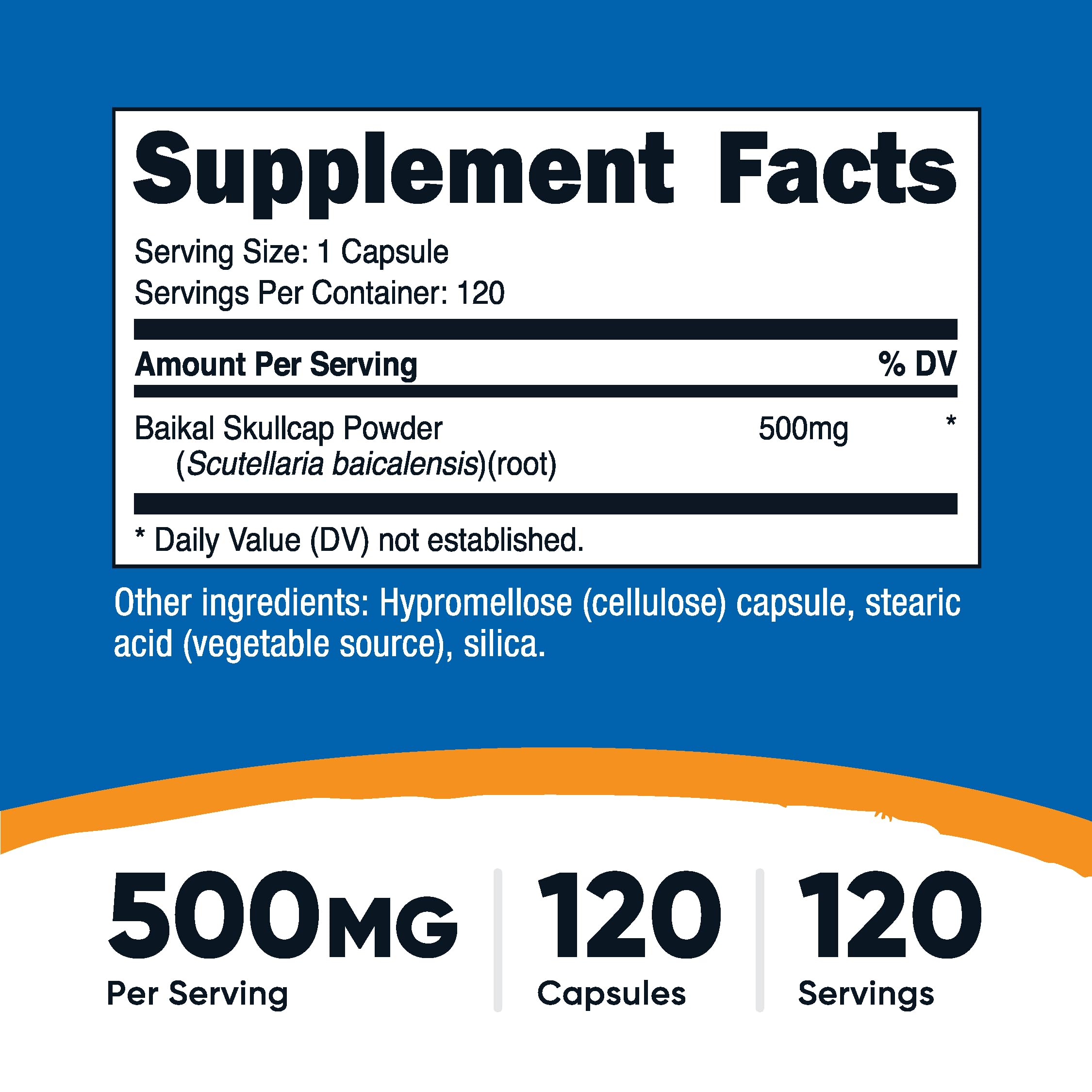 Foto 3 pulgar | Suplemento Nutricost Baikal Skullcap 500 Mg 120 Cápsulas - Venta Internacional.