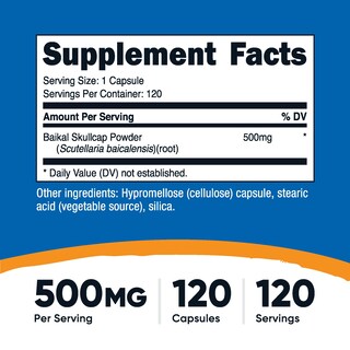 Foto 2 | Suplemento Nutricost Baikal Skullcap 500 Mg 120 Cápsulas - Venta Internacional.
