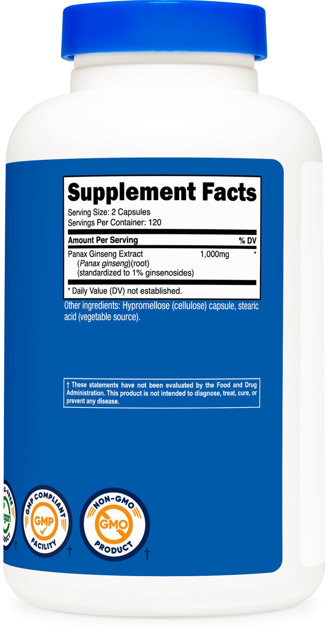 Foto 6 pulgar | Suplemento Nutricost Panax Ginseng 1000 Mg 240 Cápsulas - Venta Internacional.
