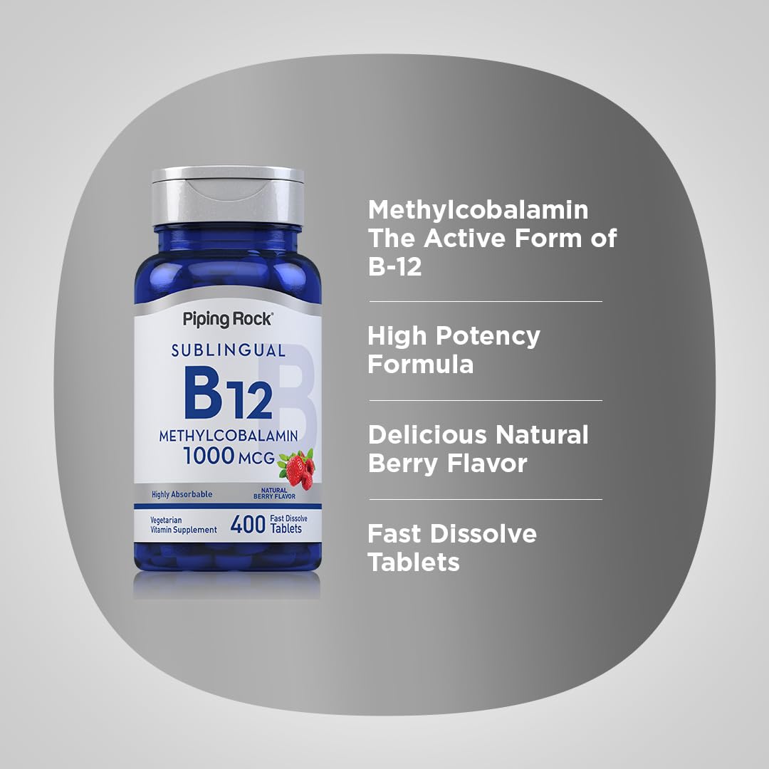 Foto 5 pulgar | Suplemento Piping Rock De Vitamina B12 Sublingual, 1000 Mcg, 400 Comprimidos - Venta Internacional.