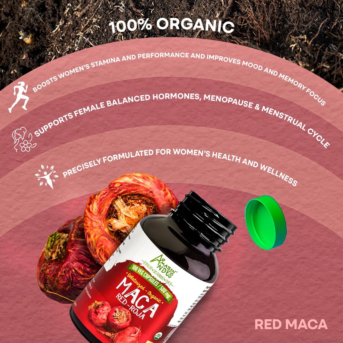 Foto 4 pulgar | Suplemento: Cápsulas De Raíz De Maca Roja De Amazon Andes, 1500 Mg - Venta Internacional.
