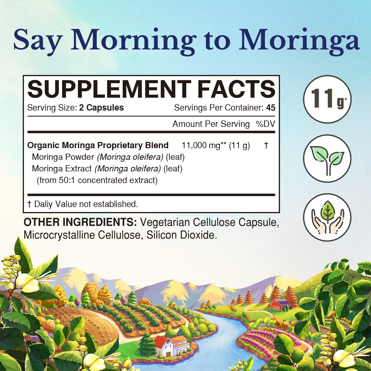 Foto 3 pulgar | Suplemento Vitalitown Moringa Orgánico De 11.000 Mg, 90 Cápsulas - Venta Internacional.